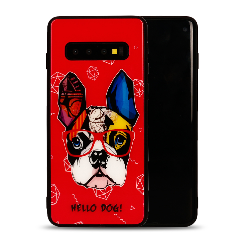 Galaxy S10 Design Tempered Glass Hybrid Case (Hello DOG)